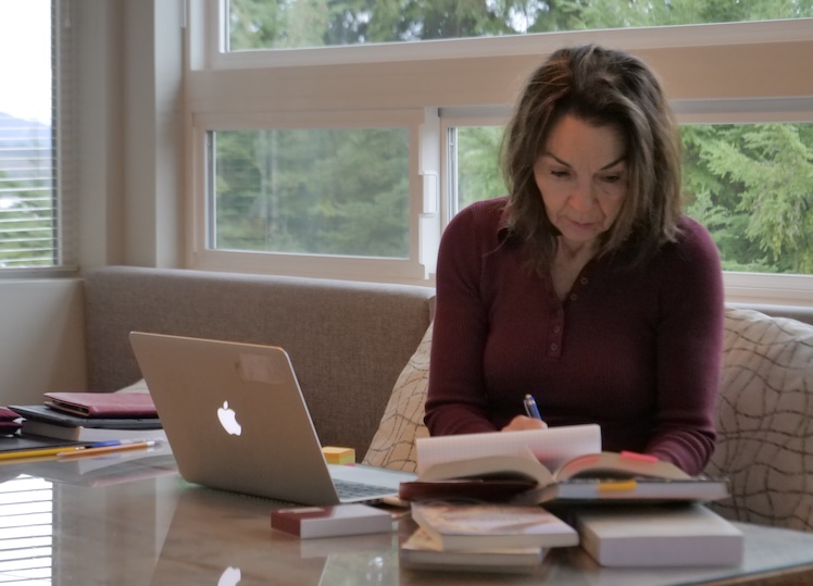 Michelle Tremblay - working on computer